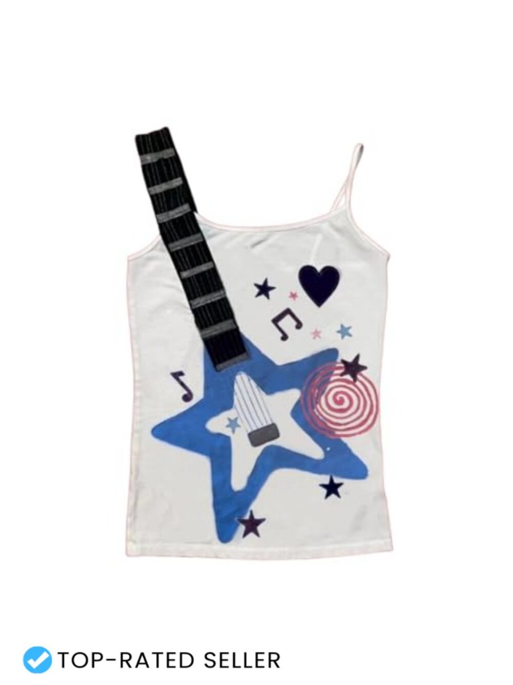 Punk Goth Guitar Graphic Spaghetti Strap Y2K Crop Tank Top